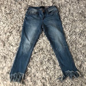 Straight leg distressed jeans